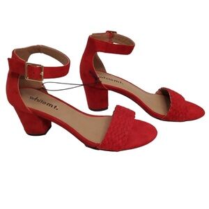 White Mountain Red Heeled Sandals